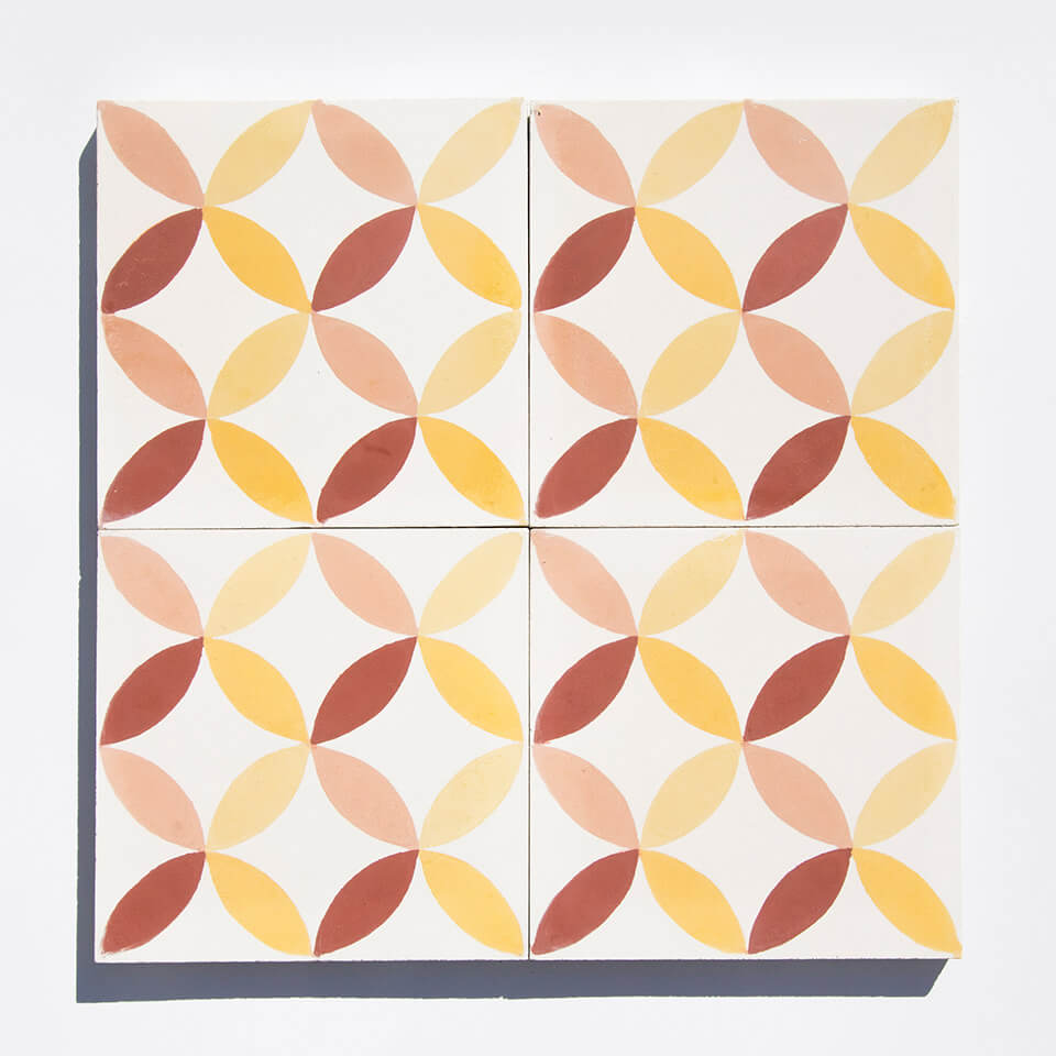 Red and yellow cement tile designed by Glazentile