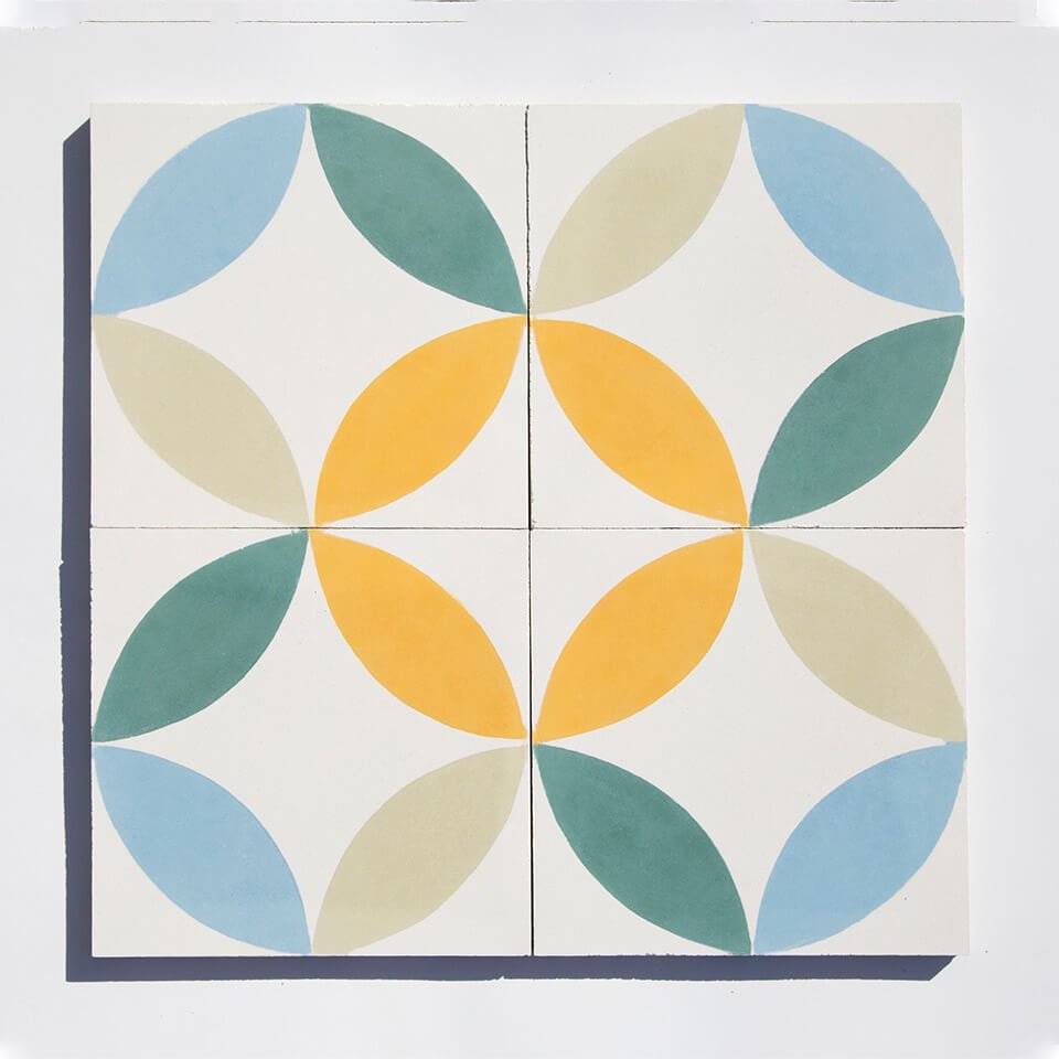 Colorful cement tile with oval patterns designed by Glazentile