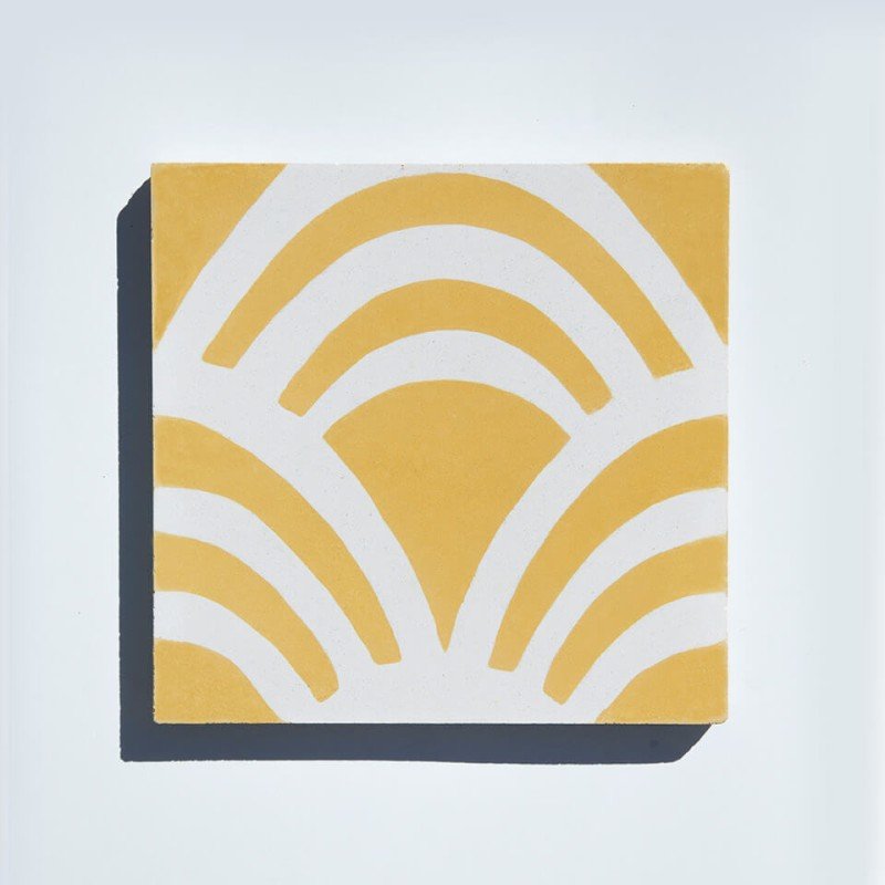 White and yellow cement tile designed by Glazentile