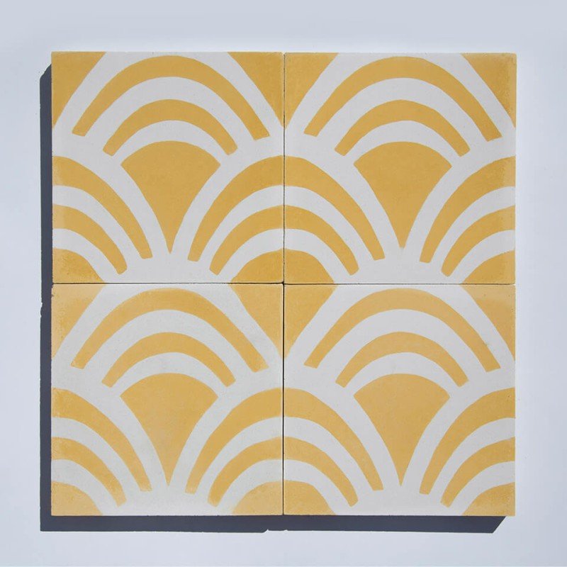 White and yellow cement tile designed by Glazentile