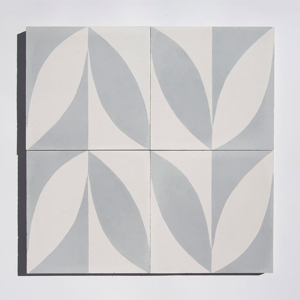 Gray leaf pattern cement tile designed by Glazentile