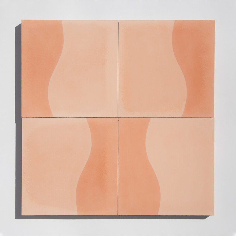 Shapes and curves on a nude cement tile designed by Glazentile