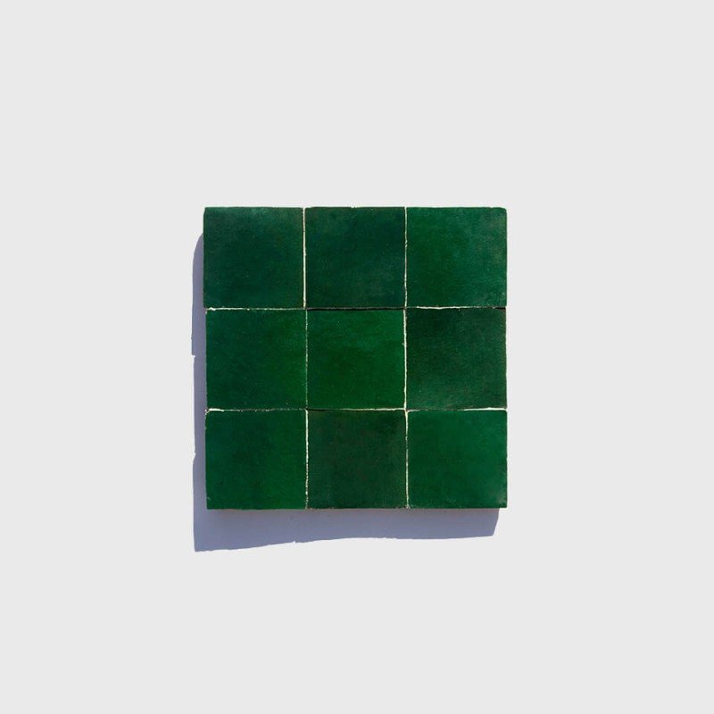 Green 4in 10cm zellige tiles from Morocco designed by Glazentile