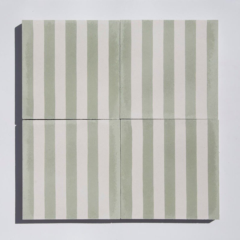 Green and white column cement tiles designed by Glazentile