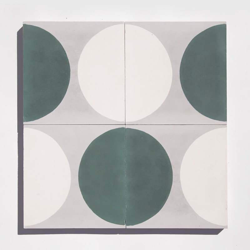 Half-moon cement tile designed by Glazentile
