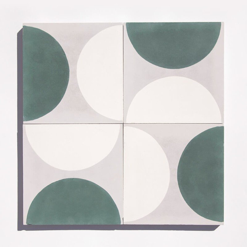 Half-moon cement tile designed by Glazentile