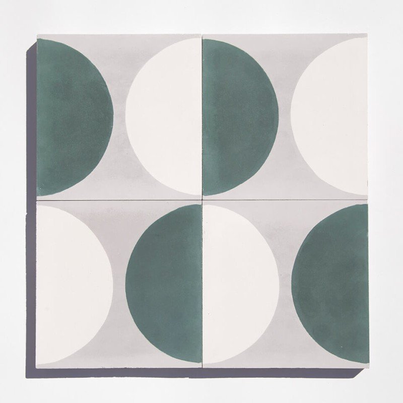 Half-moon cement tile designed by Glazentile