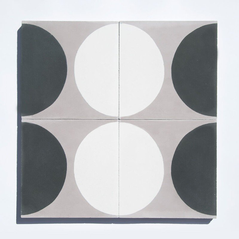 Half-moon cement tile designed by Glazentile