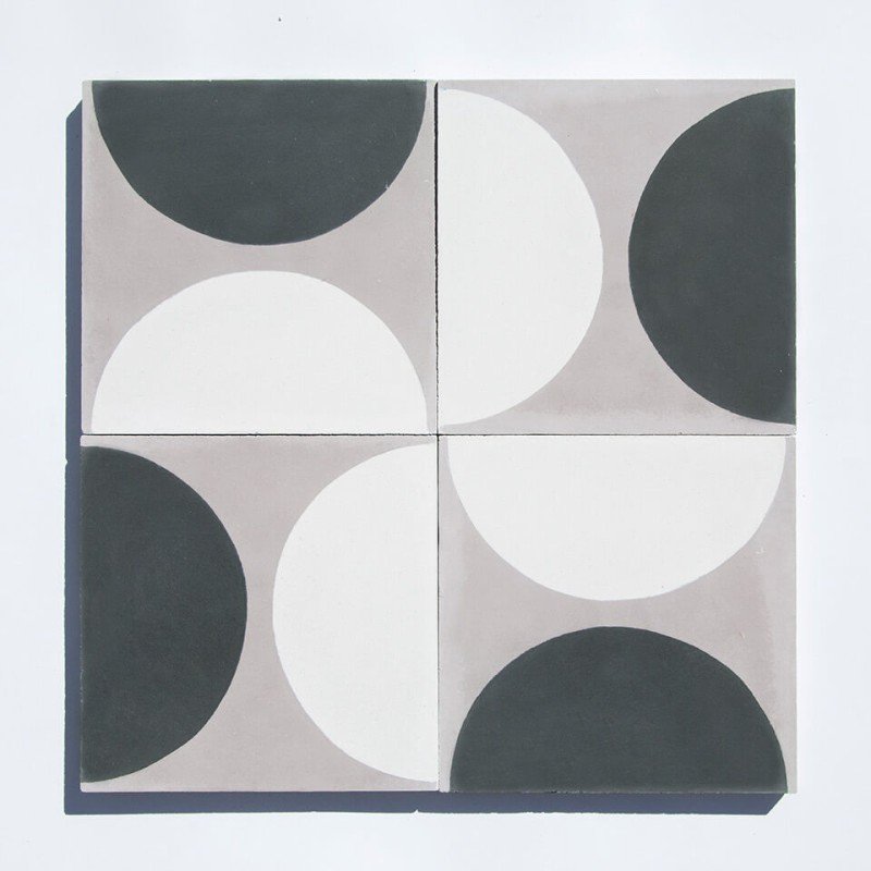 Half-moon cement tile designed by Glazentile