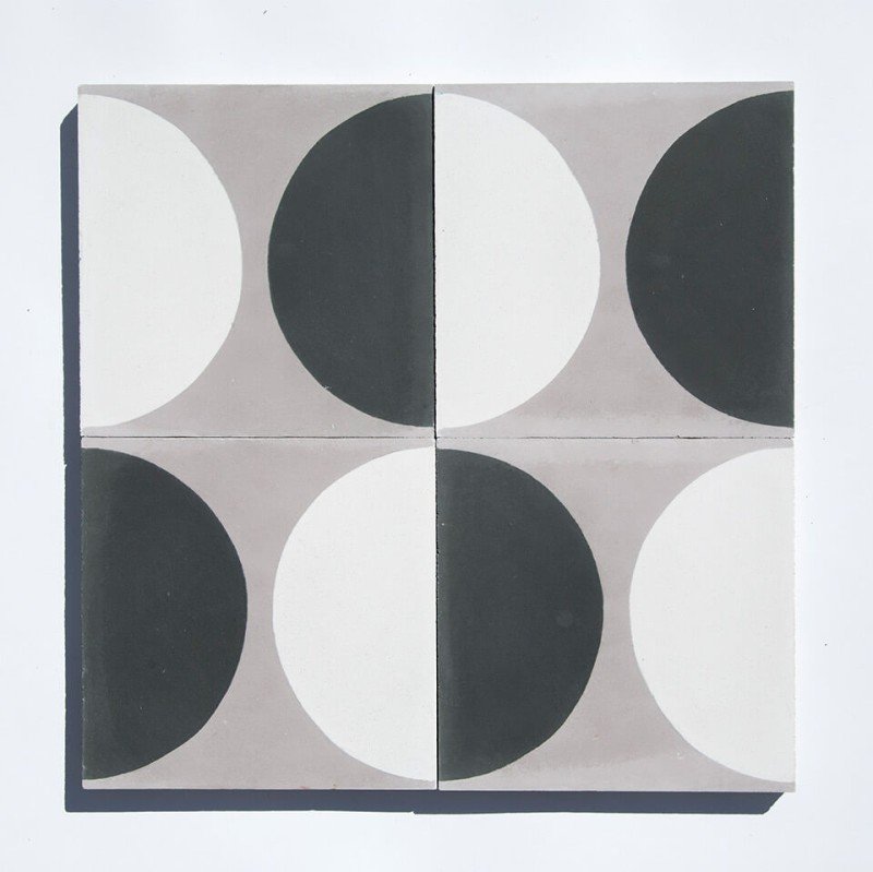 Half-moon cement tile designed by Glazentile