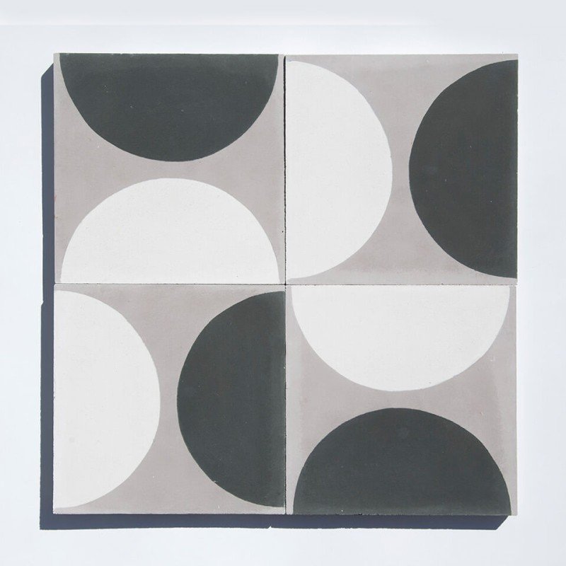 Half-moon cement tile designed by Glazentile