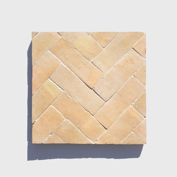 Natural 2x6in 5x15cm bejmat zellige tiles from Morocco designed by Glazentile