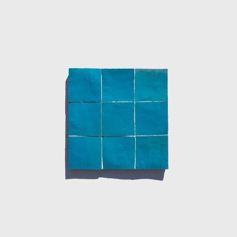 Turquoise blue 4in 10cm zellige tiles from Morocco designed by Glazentile