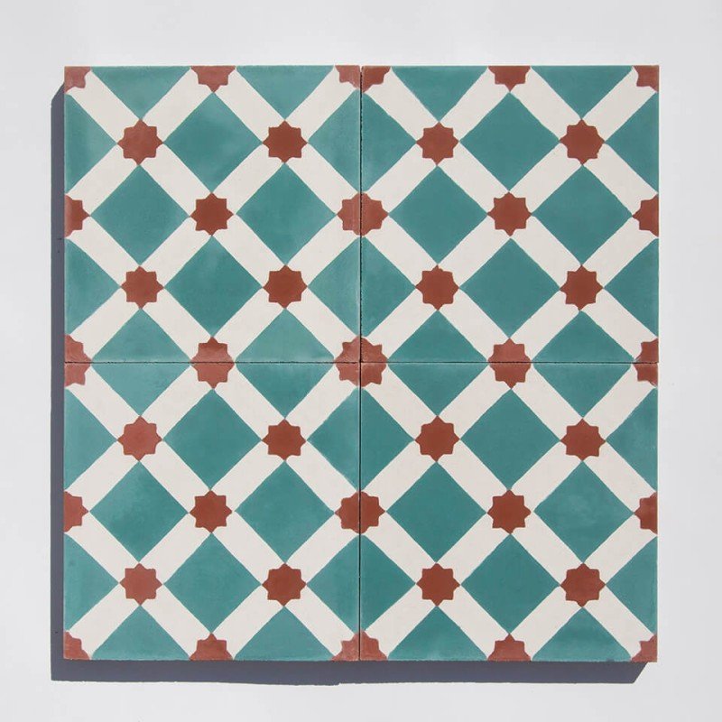 Classic cube and star pattern cement tile designed by Glazentile