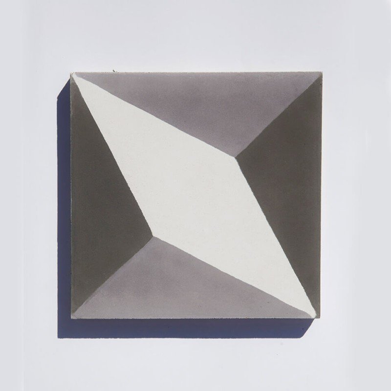 Grey and white cube pattern cement tile designed by Glazentile