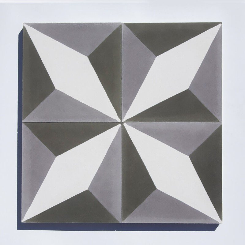 Grey and white cube pattern cement tile designed by Glazentile
