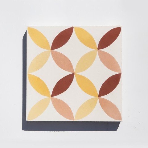 Red and yellow cement tile designed by Glazentile