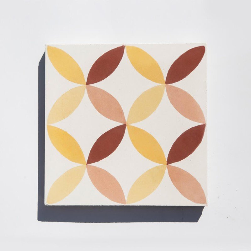 Red and yellow cement tile designed by Glazentile