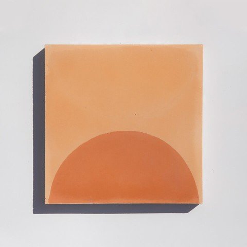 Terracotta half-moon cement tile designed by Glazentile