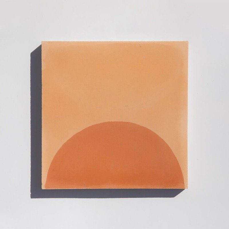 Terracotta half-moon cement tile designed by Glazentile