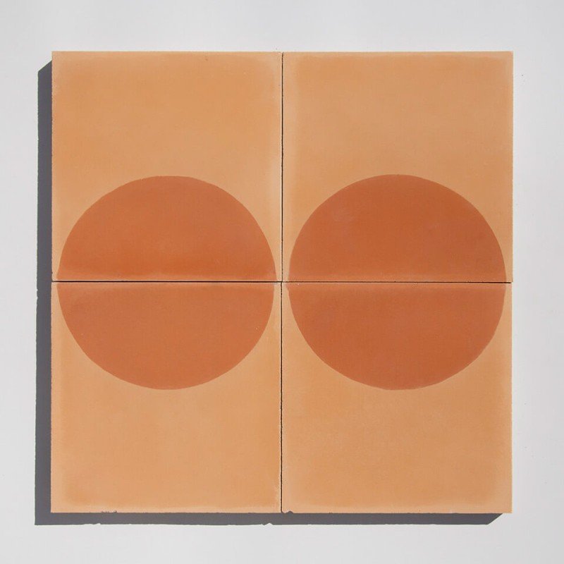 Terracotta half-moon cement tile designed by Glazentile