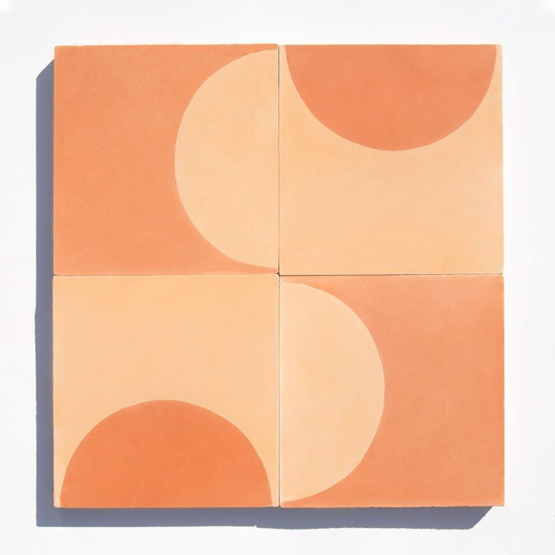 Terracotta half-moon cement tile designed by Glazentile
