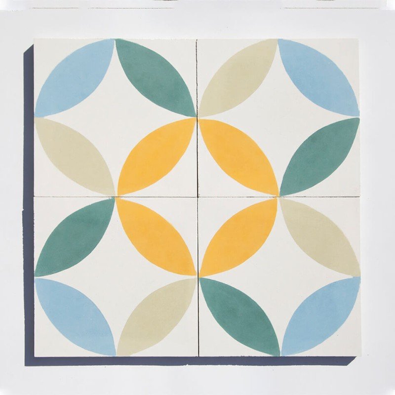 Colorful cement tile with oval patterns designed by Glazentile