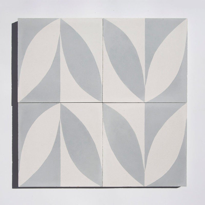 Gray leaf pattern cement tile designed by Glazentile