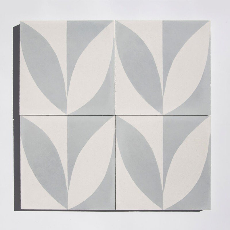 Gray leaf pattern cement tile designed by Glazentile