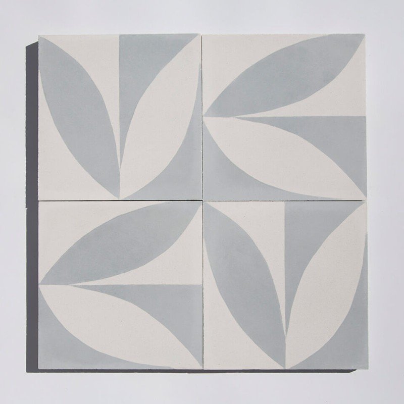Gray leaf pattern cement tile designed by Glazentile