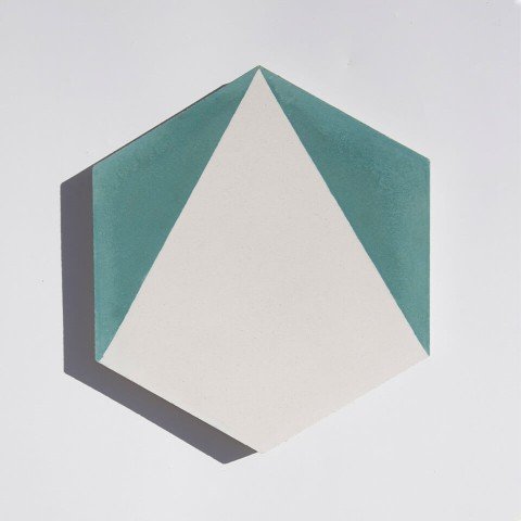 Teal hexagonal cement tile designed by Glazentile