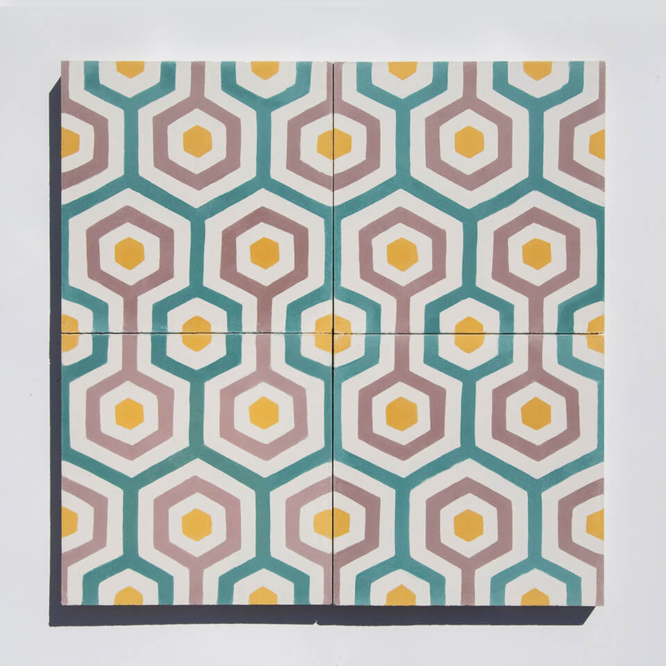 Funky retro cement tile designed by Glazentile