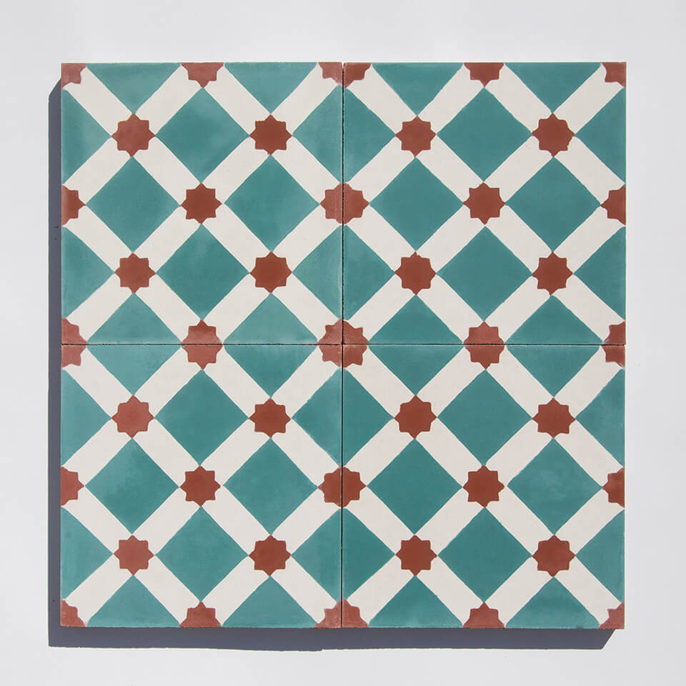 Classic cube and star pattern cement tile designed by Glazentile