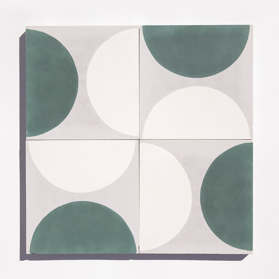 Half-moon cement tile designed by Glazentile