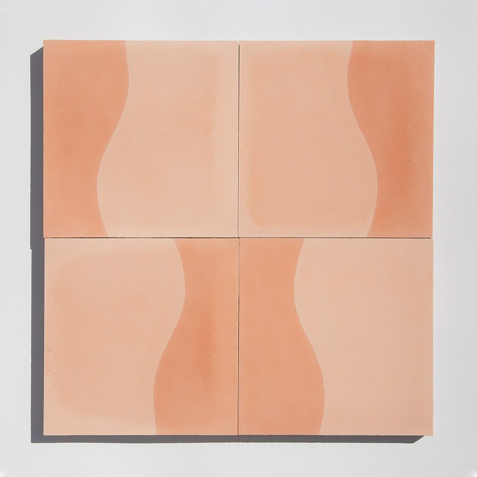 Shapes and curves on a nude cement tile designed by Glazentile