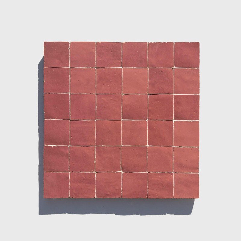 Light red 2in 5cm zellige tiles from Morocco designed by Glazentile