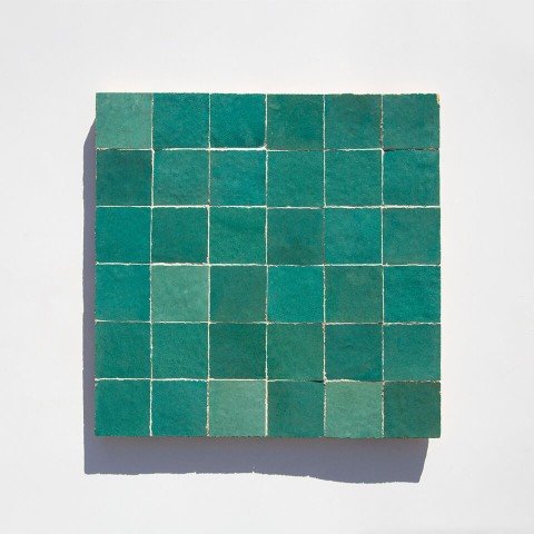 Aqua green 2in 5cm zellige tiles from Morocco designed by Glazentile