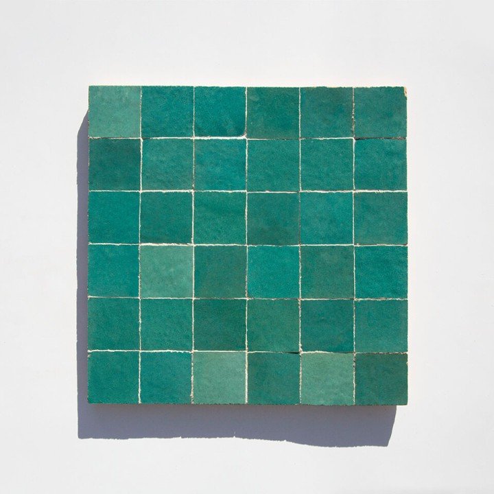 Aqua green 2in 5cm zellige tiles from Morocco designed by Glazentile
