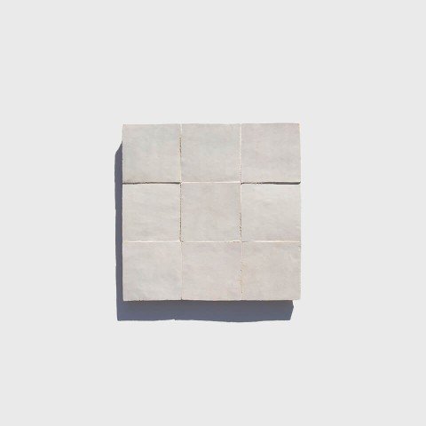 Bright white 4in 10cm zellige tiles from Morocco designed by Glazentile
