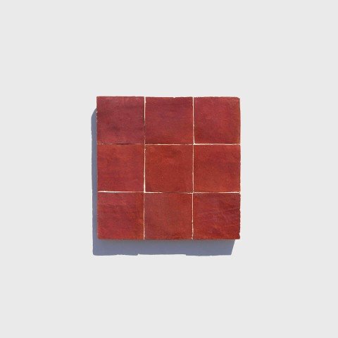 Crimson red 4in 10cm zellige tiles from Morocco designed by Glazentile