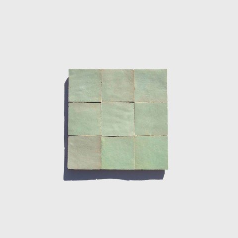 Mint green 4in 10cm zellige tiles from Morocco designed by Glazentile